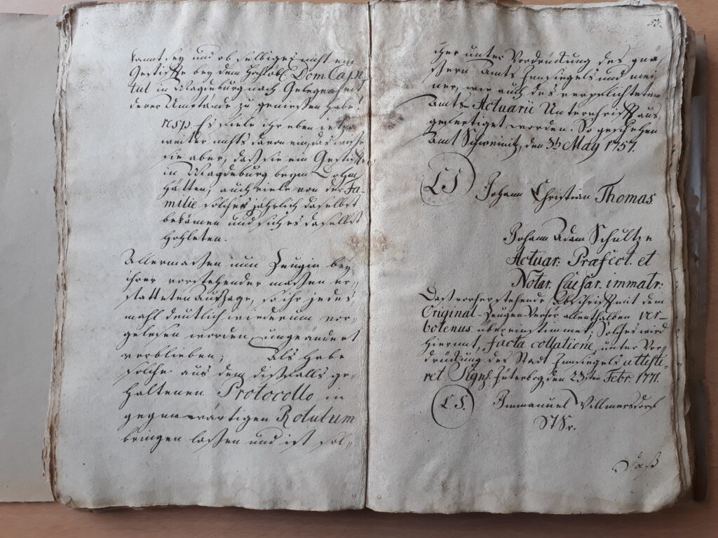 folio 52 v und 53 r zu Maria Döring, verehelichte Berndt (endet mit Articel 12)