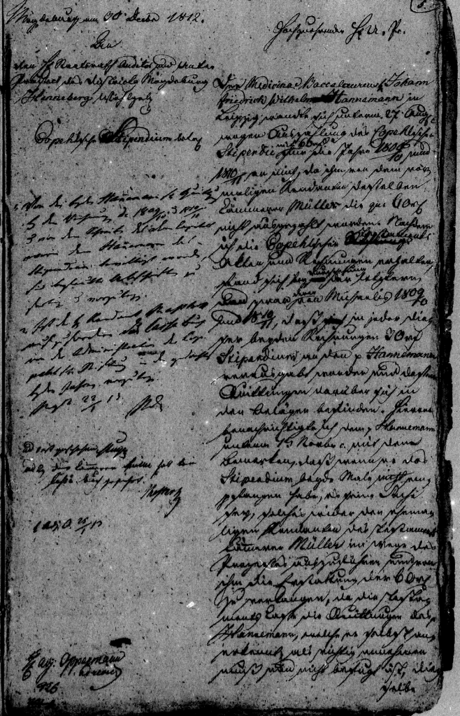 Hannemann-Korrespondenz, 30.12.1812,1. Seite