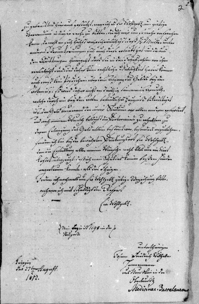 Hannemann-Brief vom 22. August 1812, Seiten 1-3. 