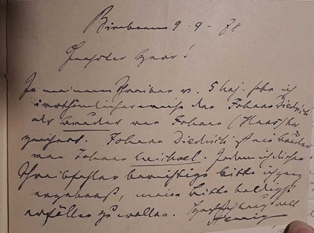 Hennig an Branoner , 9.9.1878, Postkarte