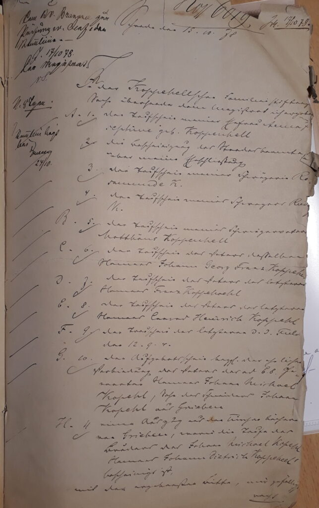 Hennig übersendet eine Liste der Dokumente, die er ans Mag. gesendet hat