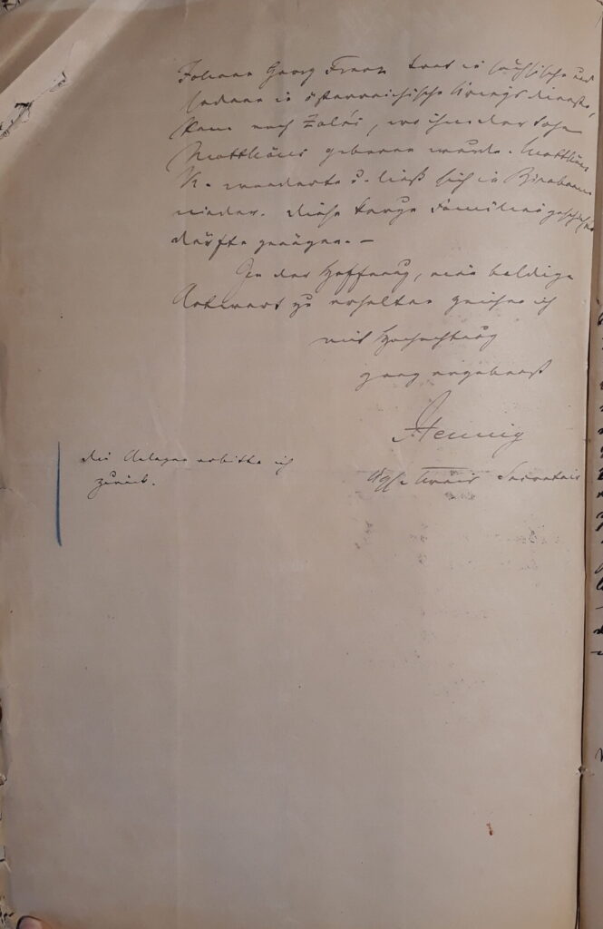 Hennig Begleitgrief-Ende, 15.10.1878