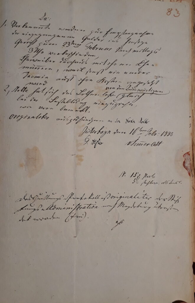 hist. Stadtarchiv Jüterbog, Signatur 3251, Blatt 83