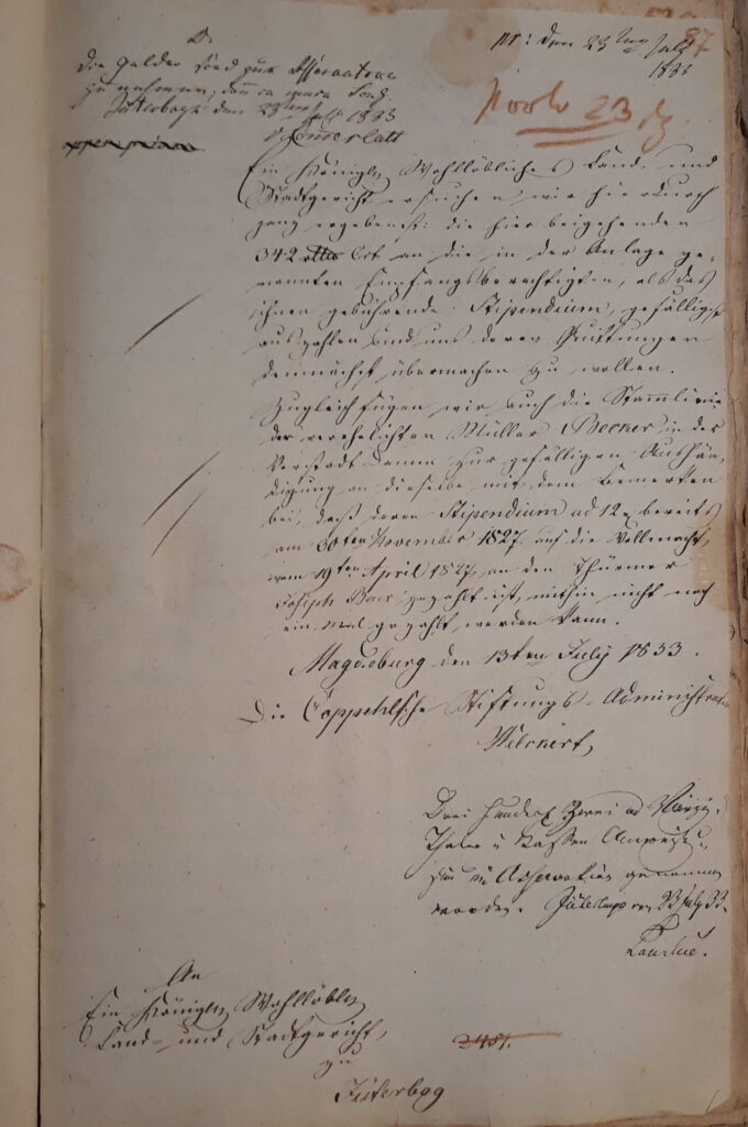 hist. Stadtarchiv Jüterbog, 13. Juli 1833